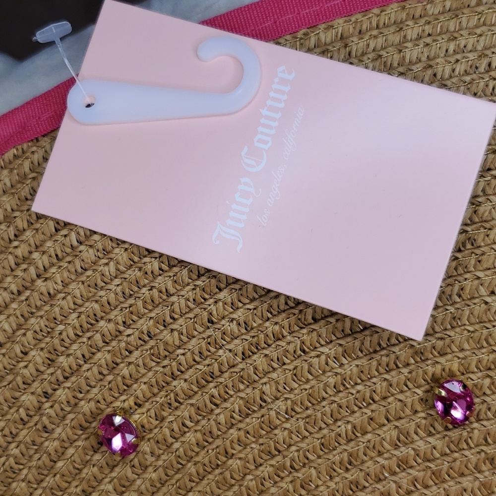 🎉HP🎉Juicy Couture 💖NWT💖 Straw Hat with Pink Ribbon Trim & Pink Gemstones! - Picture 5 of 12